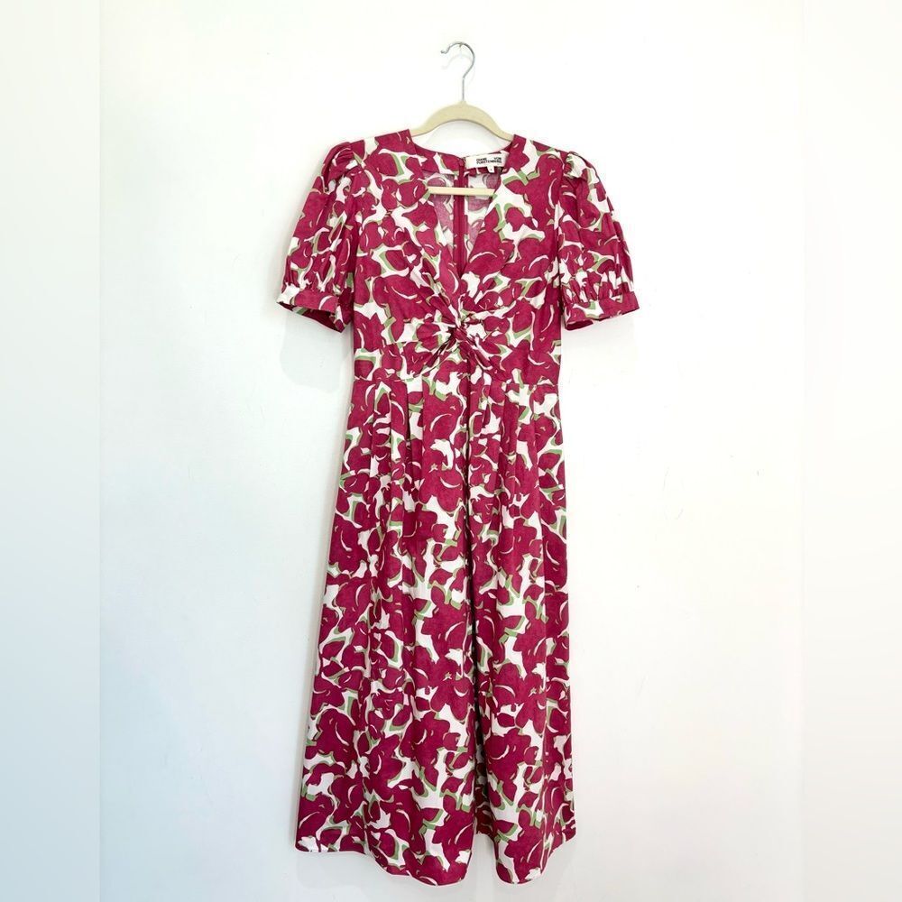 Diane Von Furstenberg Pink and White Midi Dress - Picture 7 of 12